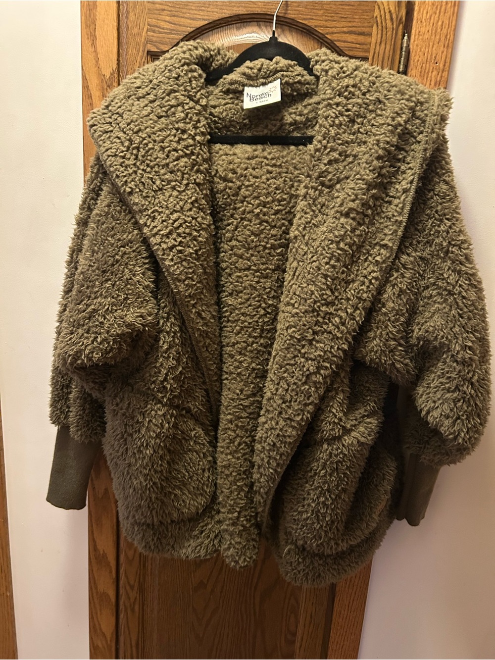 Olive Green Sherpa Hooded Jacket